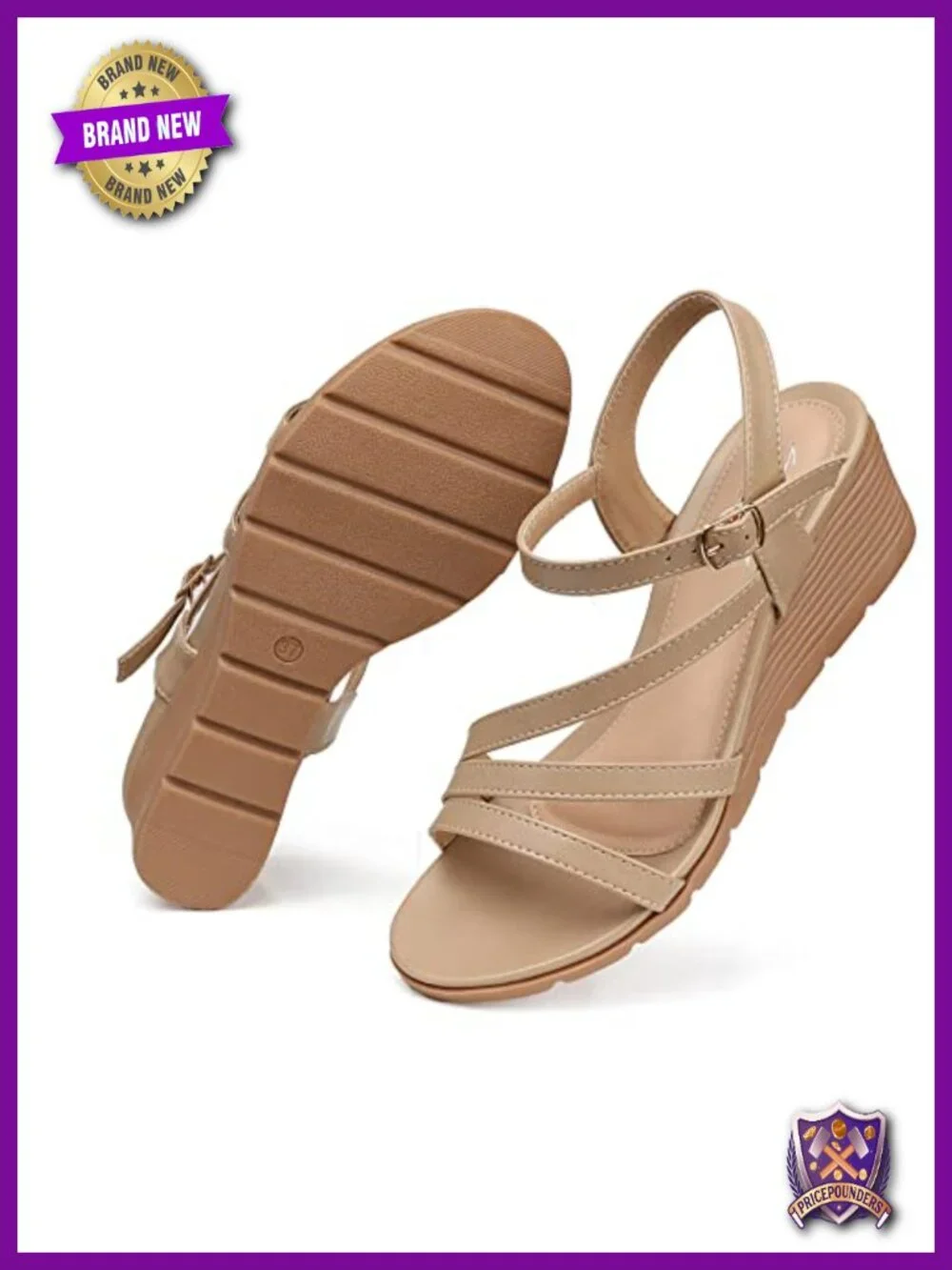 Elegant Wedge Sandals with Arch Support - Comfortable Low Heel Dressy Sandals